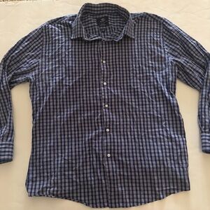 Dockers Navy and White Plaid Vintage Men's Shirt